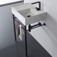 Small Modern Console Sink, Marble Style Sink, 24 inch